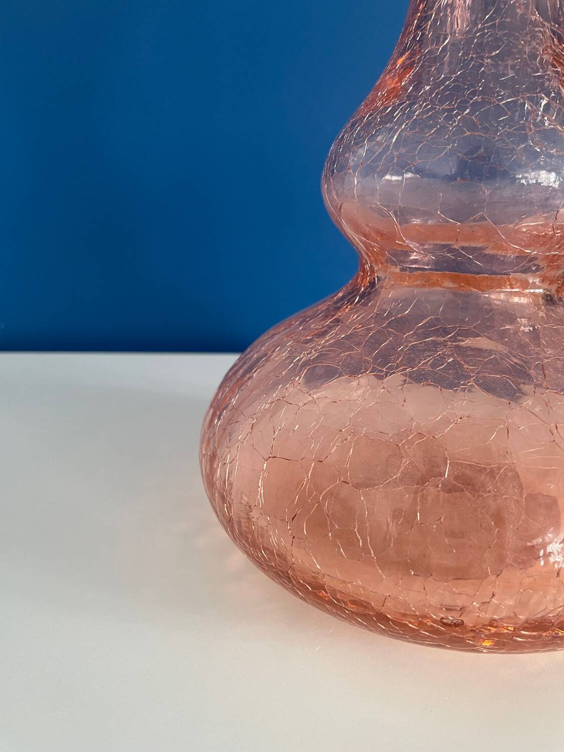 Pink crackle glass vase