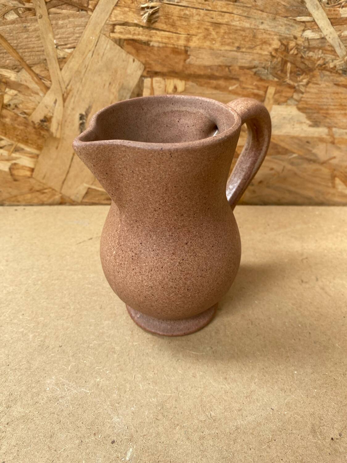 Antique VILLENAUXE Champagne Pitcher in Beige Ceramic Vintage