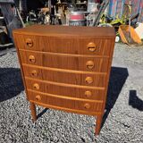 Scandinavian curved teak commode, Kai Kristiansen, 1960