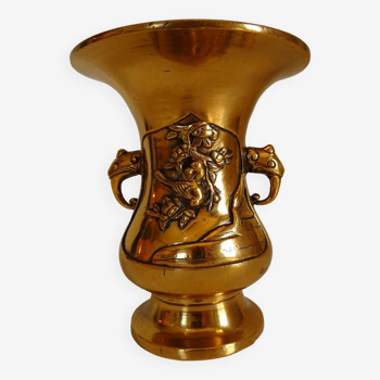 Vase en Bronze Doré / 19ème Japon Epoque Meiji /  A l'Or Fin
