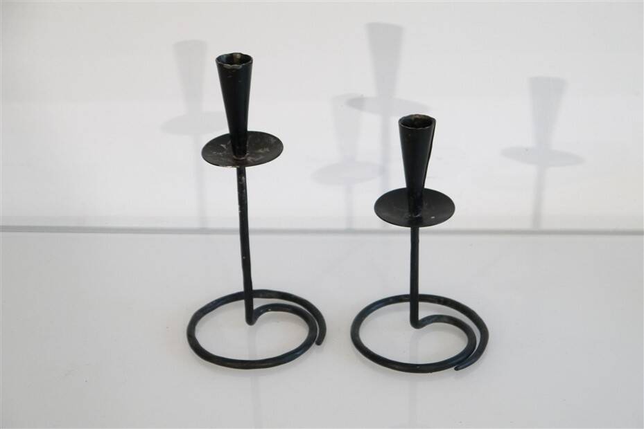 Pair of wrought iron candlesticks 1960