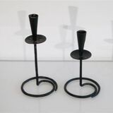 Pair of wrought iron candlesticks 1960