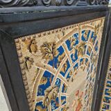 19th century black painted wooden folding screen