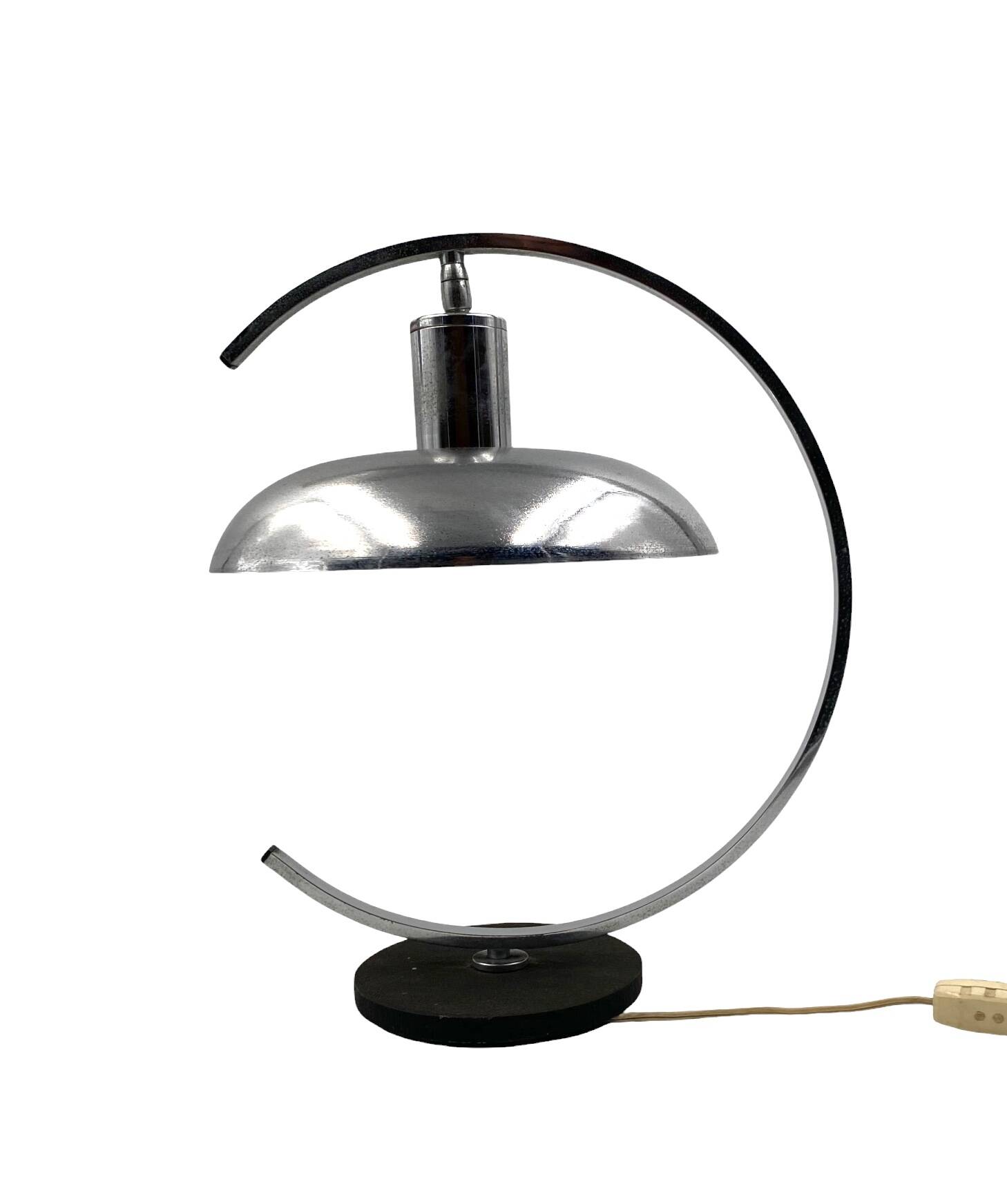 Mid-century modern chromed Table lamp, in the manner of Mariano Fortuny Italy, 1970s