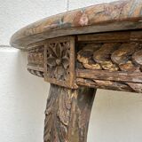 Wall lamp console - half moon carved wood old gilded