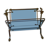 porte revues en bronze et verre teinté 1950 à pieds griffés