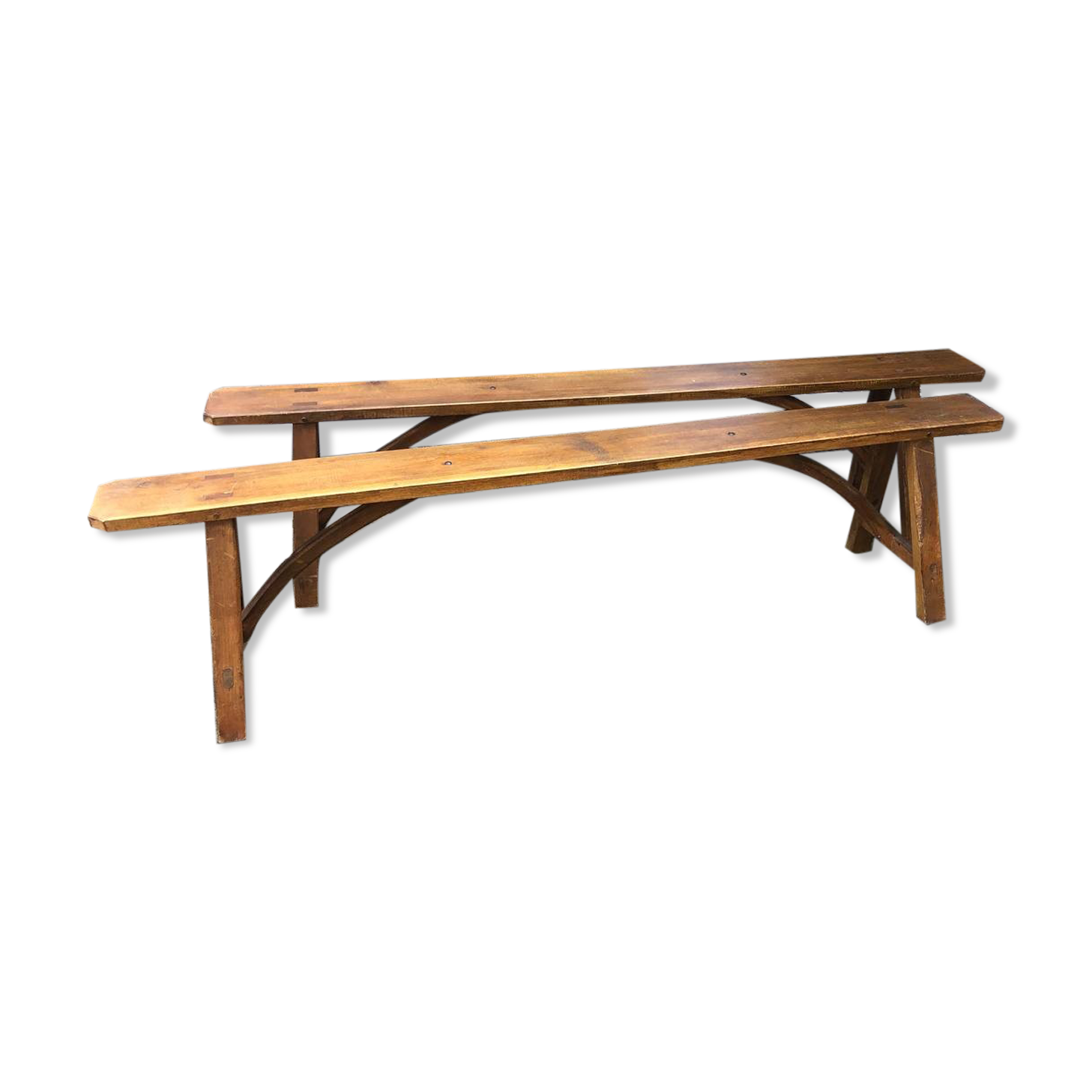 Pair of solid oak benches
