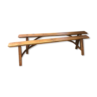 Pair of solid oak benches