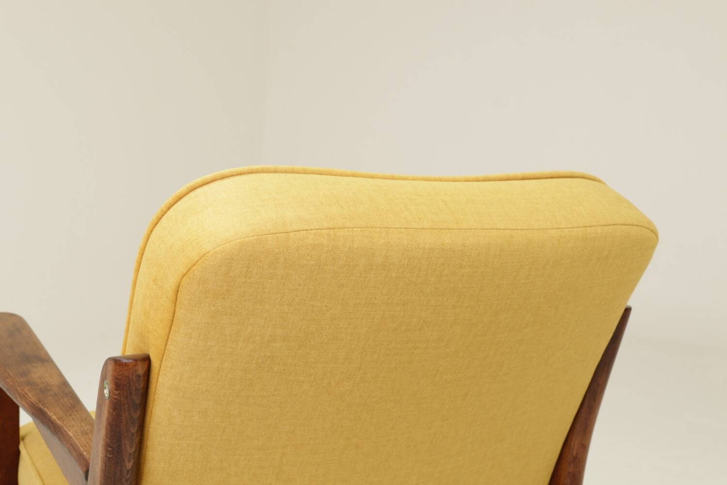 Vintage Scandinavian style yellow retro velvet armchair 1960s