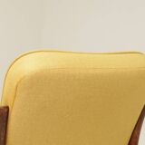 Vintage Scandinavian style yellow retro velvet armchair 1960s