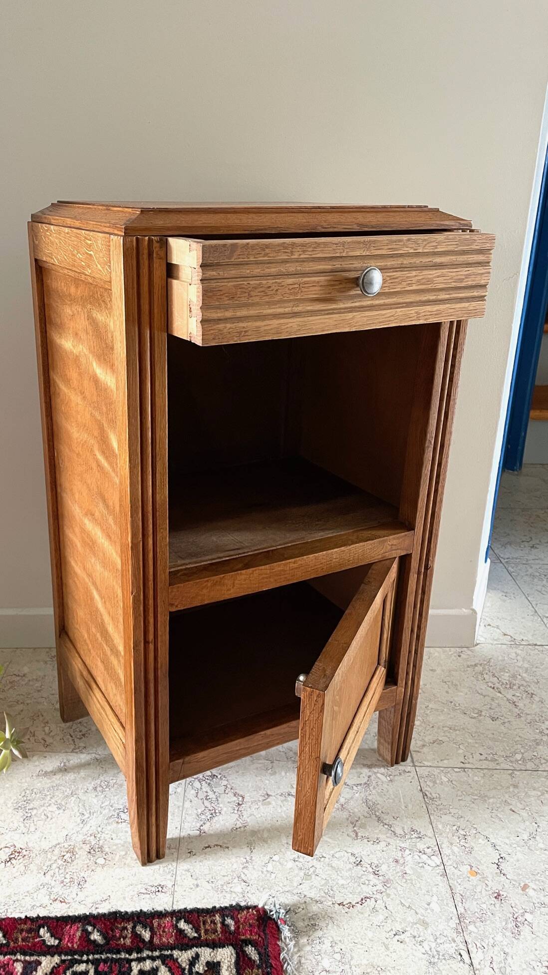 Cube bedside table in oak 1950s