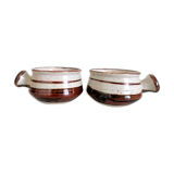 Pair of Japanese sandstone caquelons