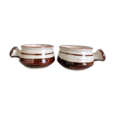 Pair of Japanese sandstone caquelons