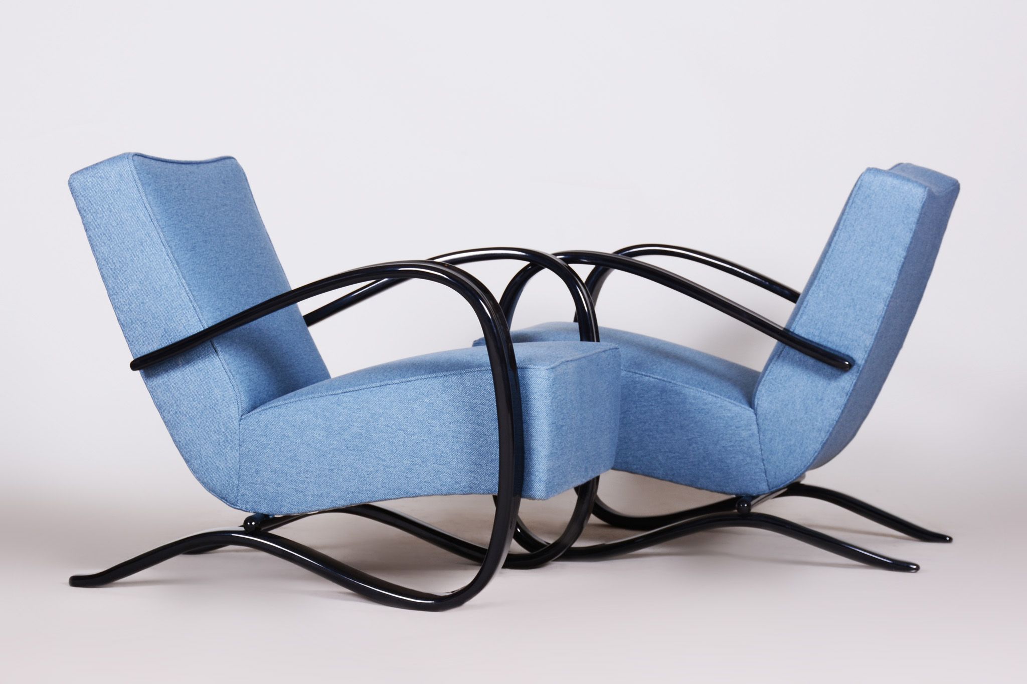 Pair of blue Halabala armchairs made in 1930s Czechia by Up Zavody