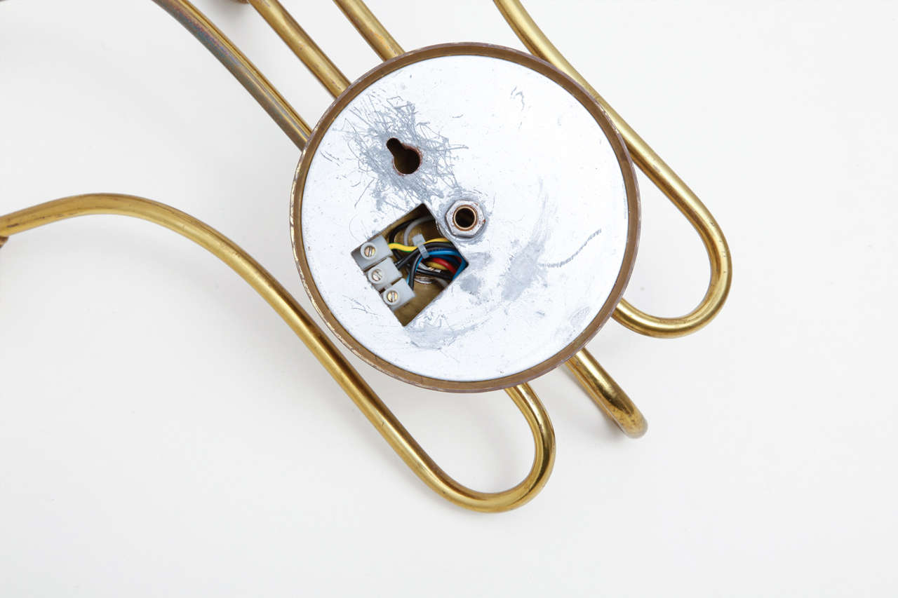 Sputnik chandelier 6 arm brass hammered 1950 s