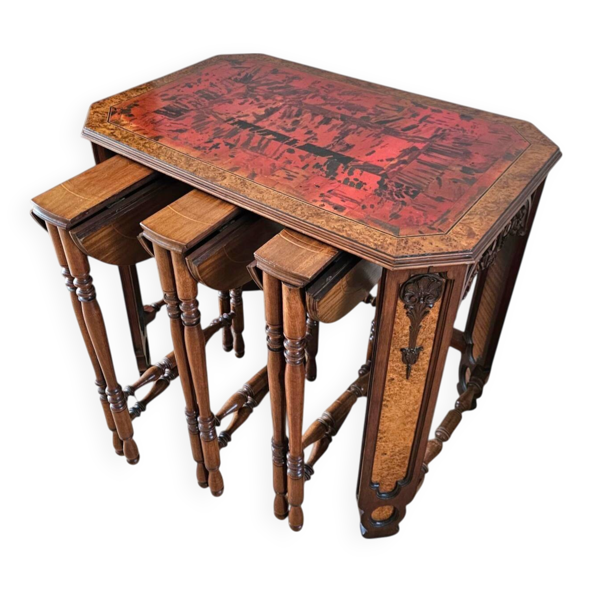 20th-century Art Deco / nesting table 3 x / attributed to Maison Franck