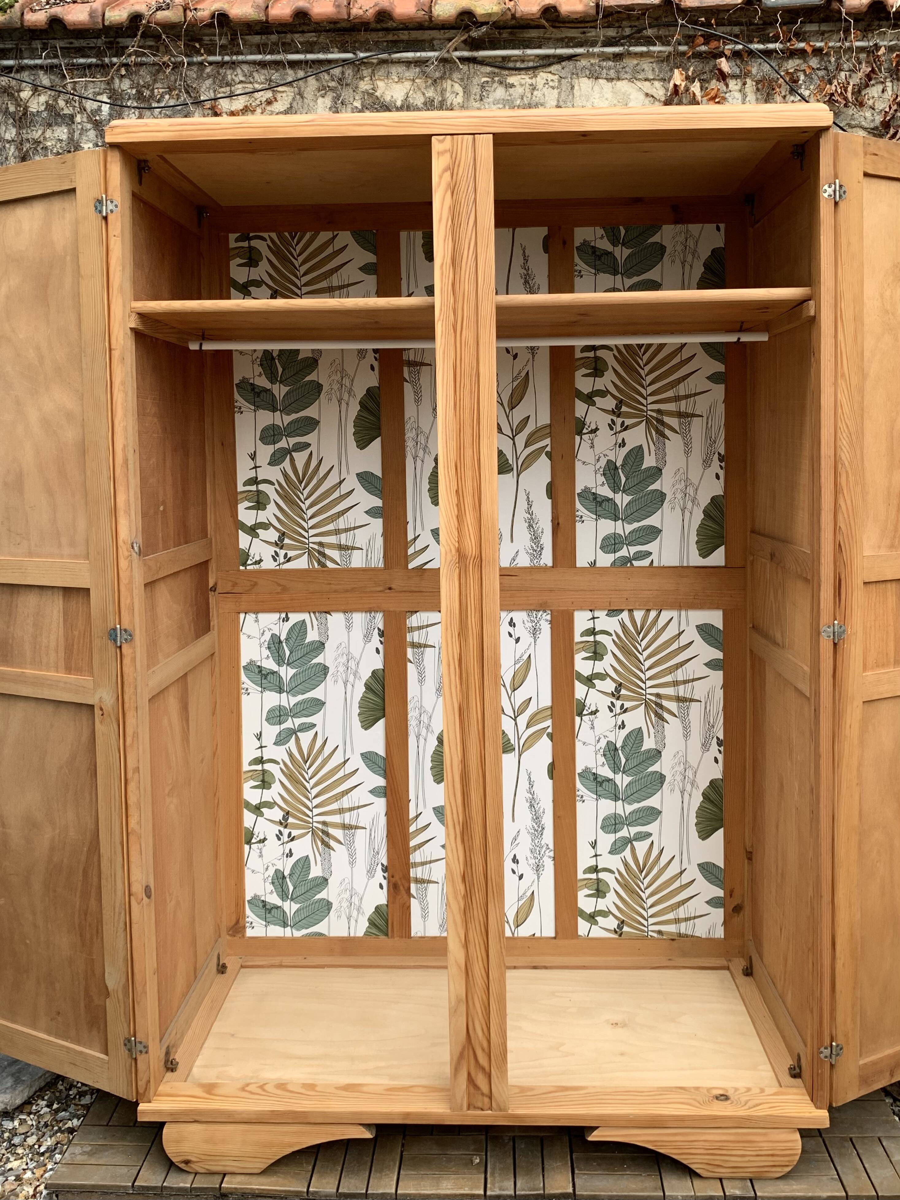 Parisian art deco wardrobe solid raw wood wardrobe