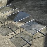 Trundle tables chrome and glass 1970