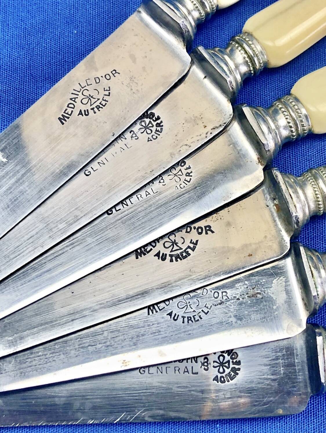 6 antique dessert cheese knives from the 19th century