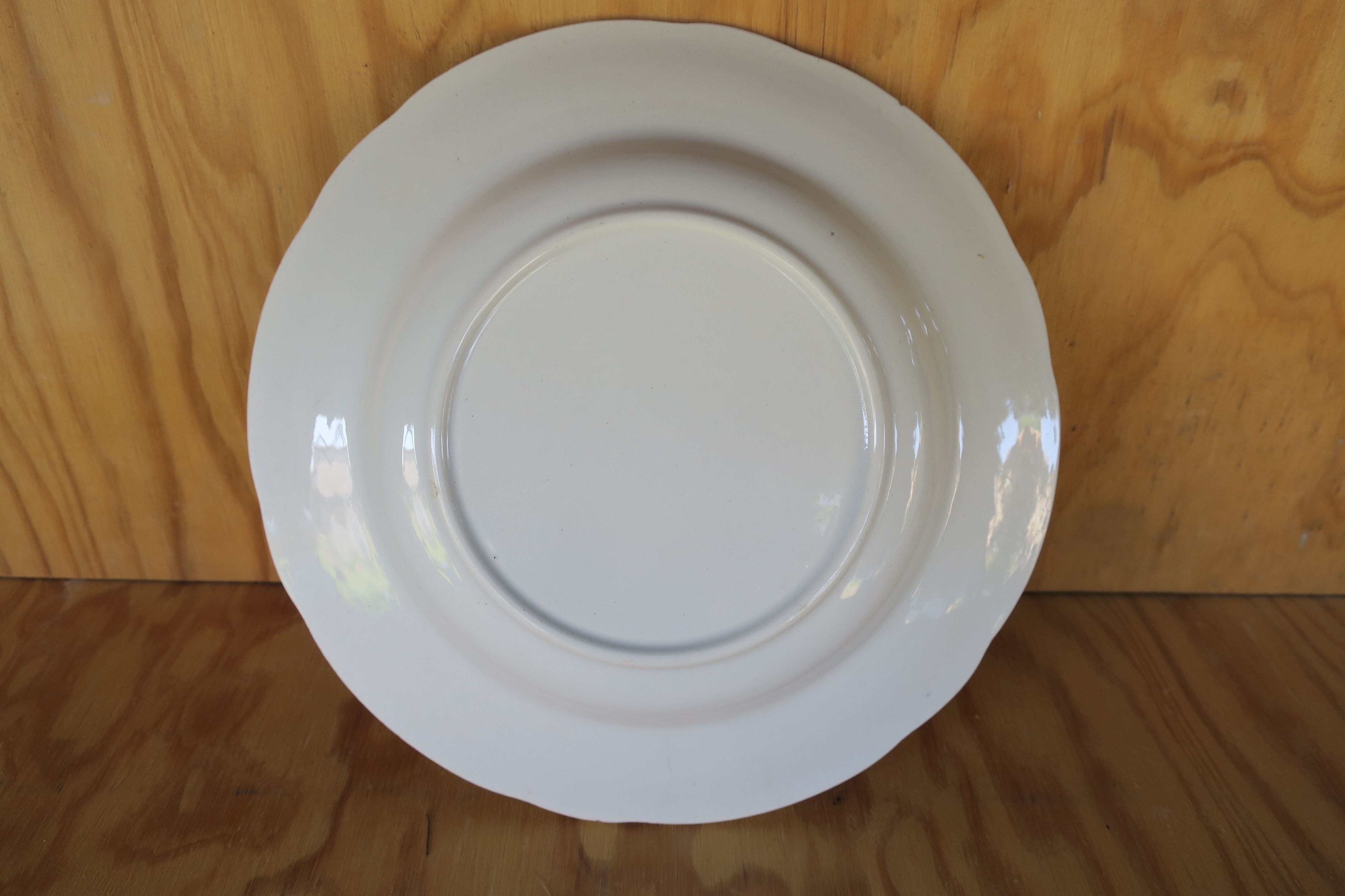 6 vintage plates with central pink