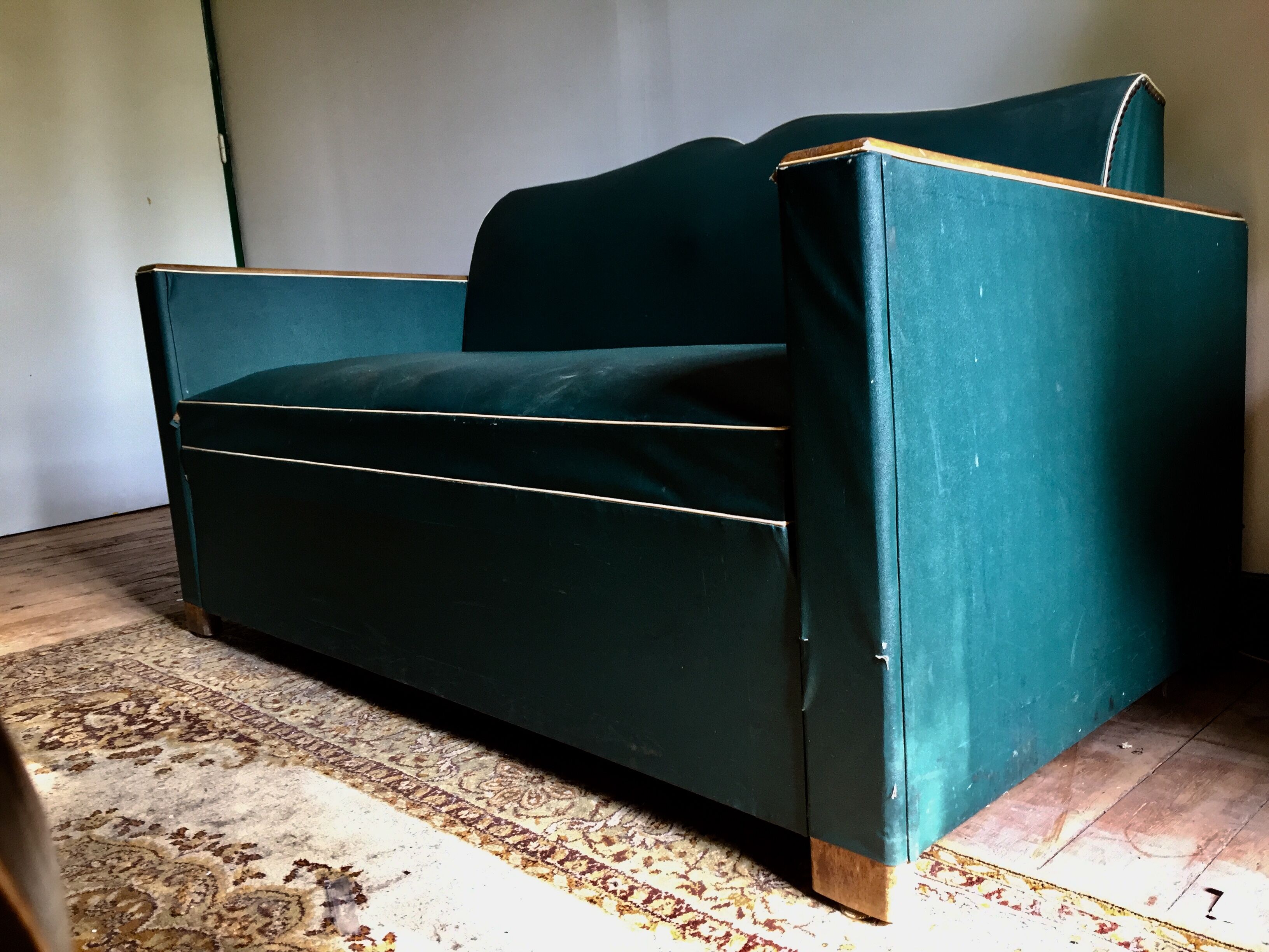 Leatherette sofa bed 60s