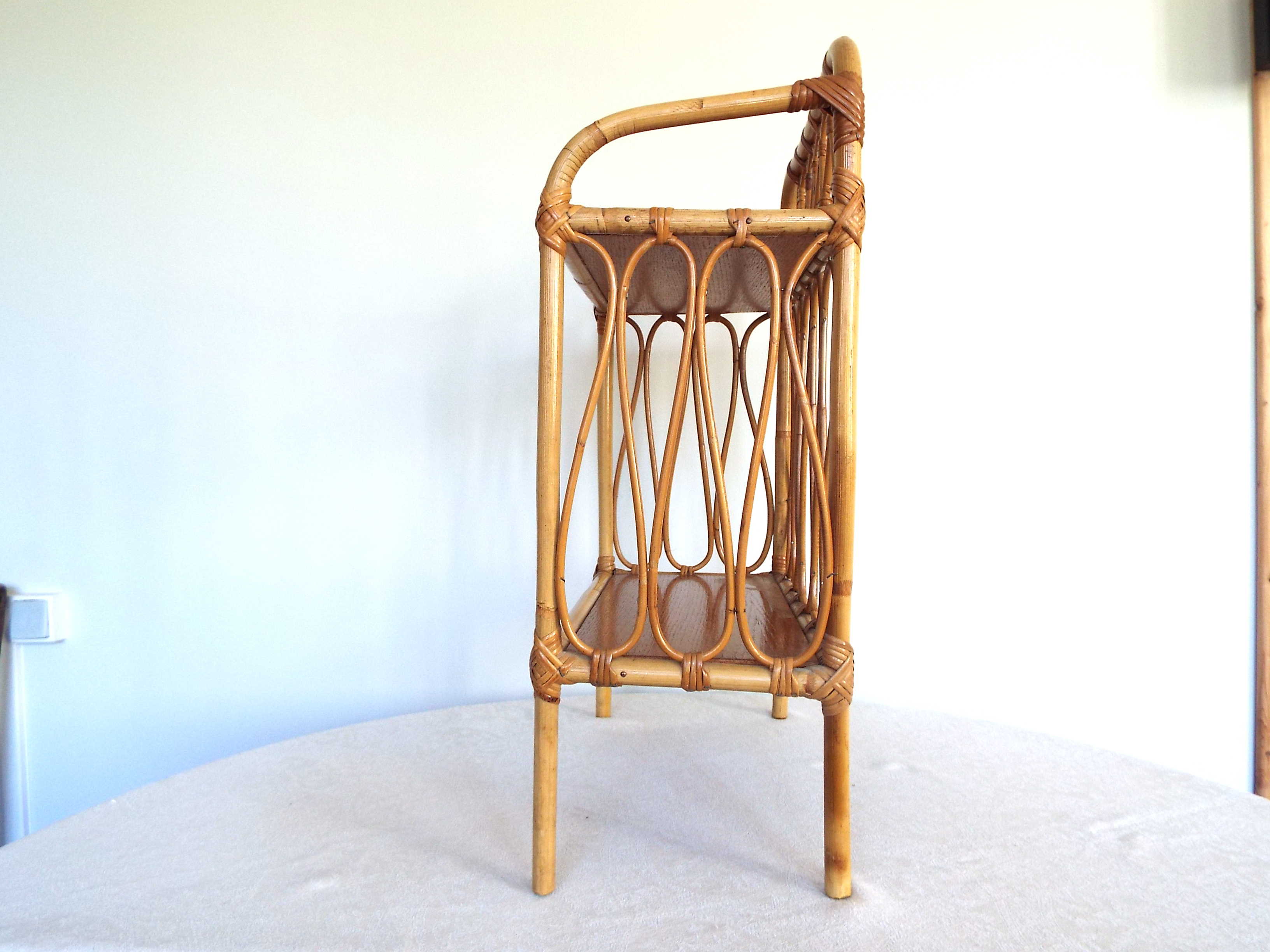 Bamboo and rattan bedside shelf