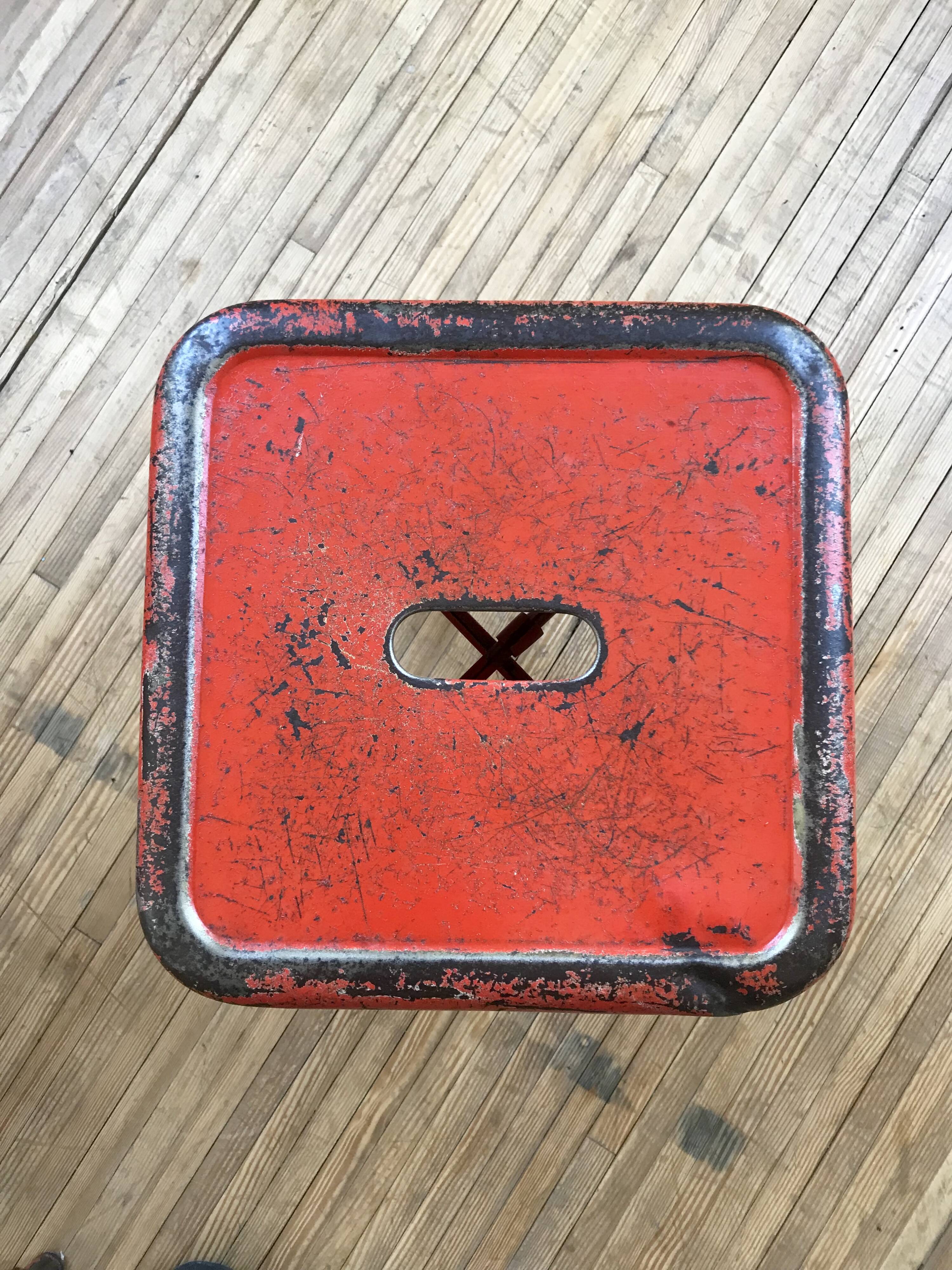 Tolix red metal industrial tab