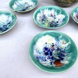 Salad bowl dessert service & 8 ramekins sandstone from the vintage Morvan 70s