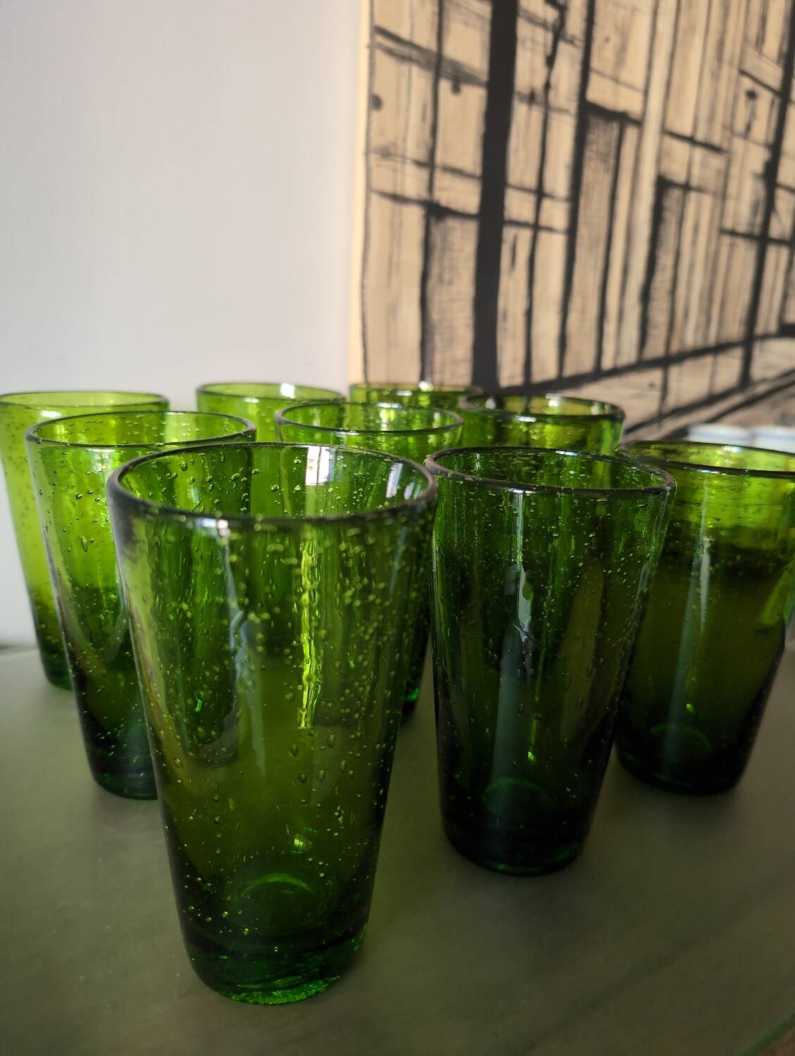 9 Vintage Blown Glass Glasses