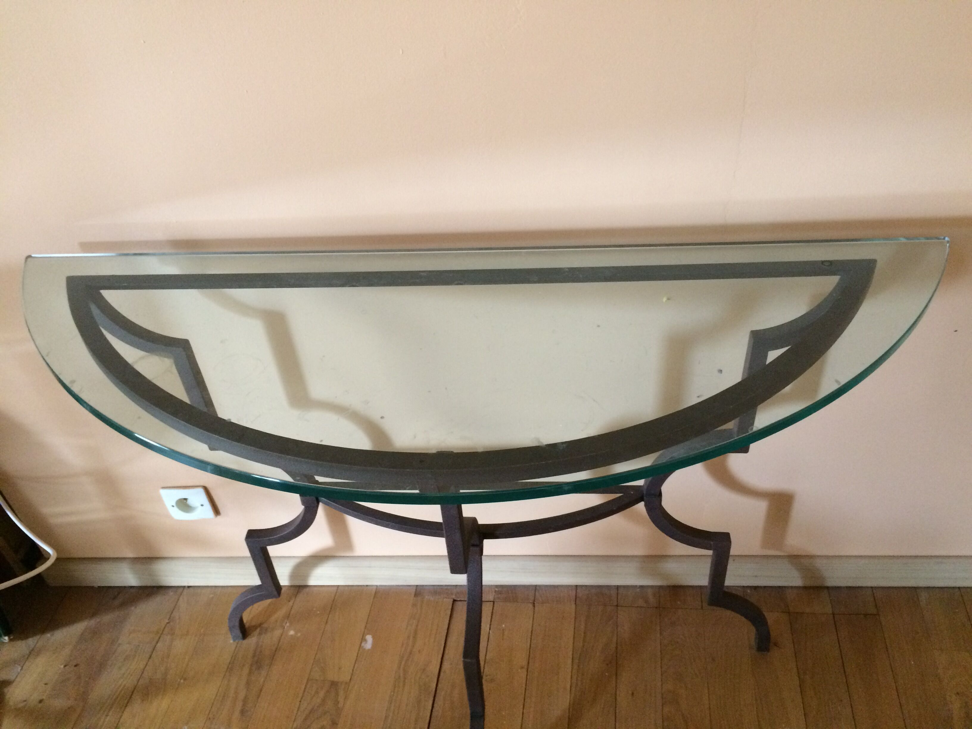 Console artelano "tavolara"  metal laque demi lune 1970 table d'appoint