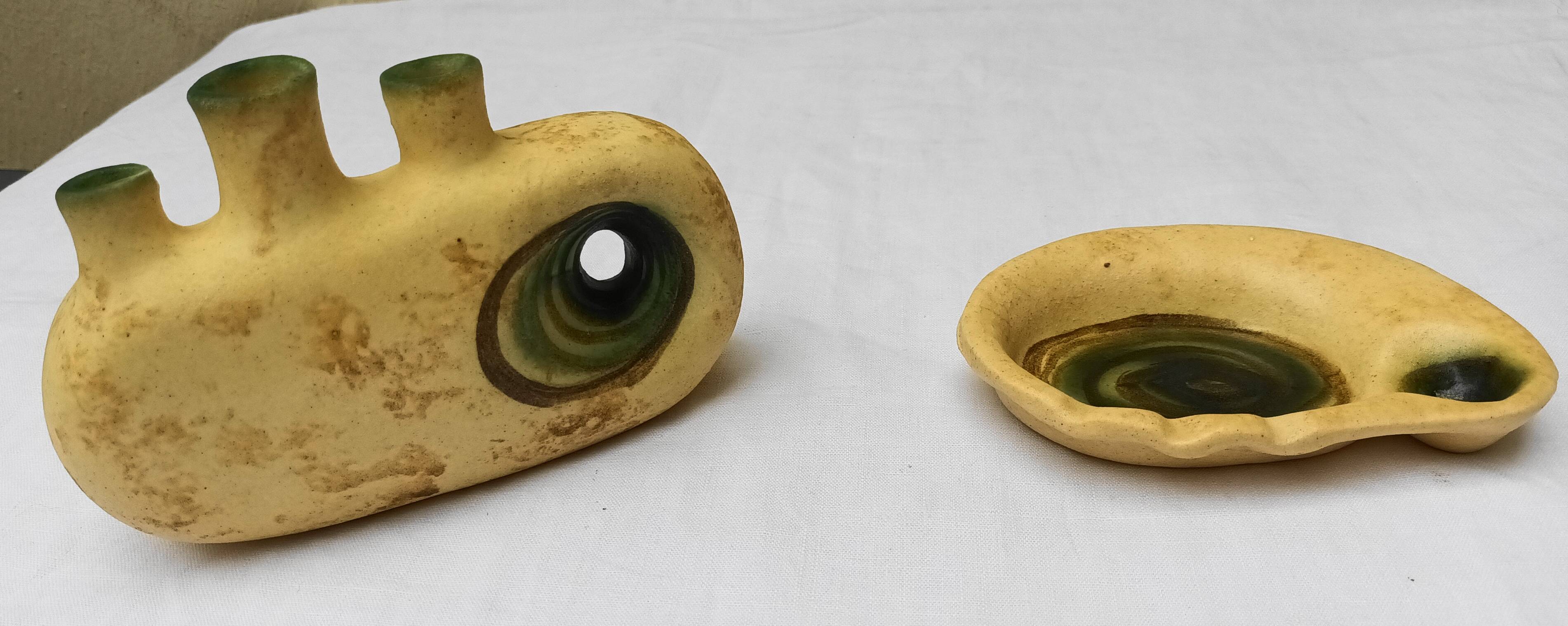 Set of 2 ceramic pieces by Nikos Dazelidis, 60s