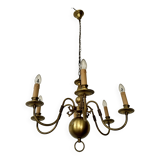 Vintage 6 Arm Brass Dutch Chandelier