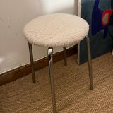 Vintage wool and chrome stool