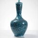Covered vase or Persian jar, glazed Iznik pottery, vintage turquoise painted.