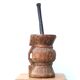 African mortar in carved wood, cast iron pestle, 70s