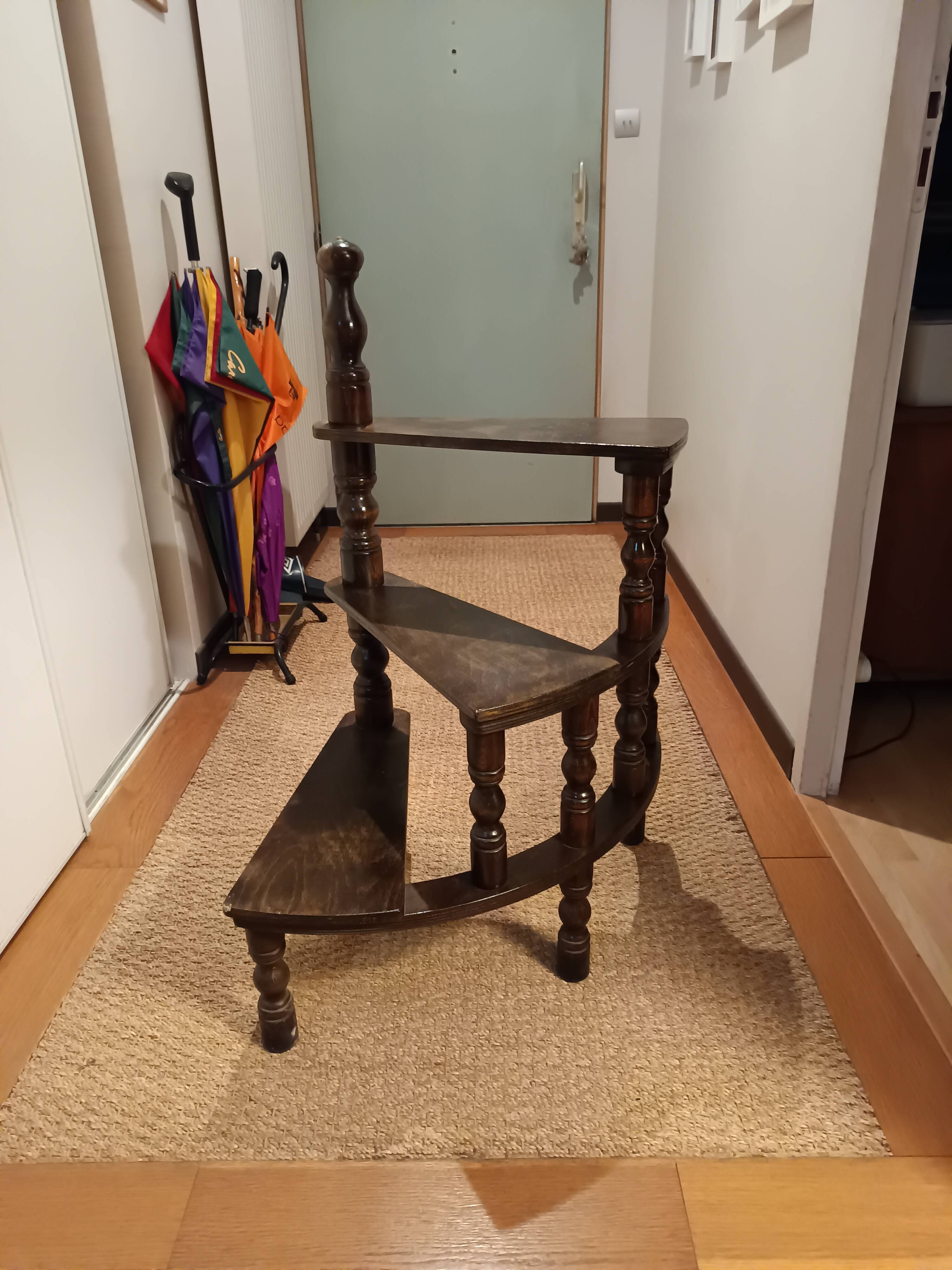 old turned wooden library staircase