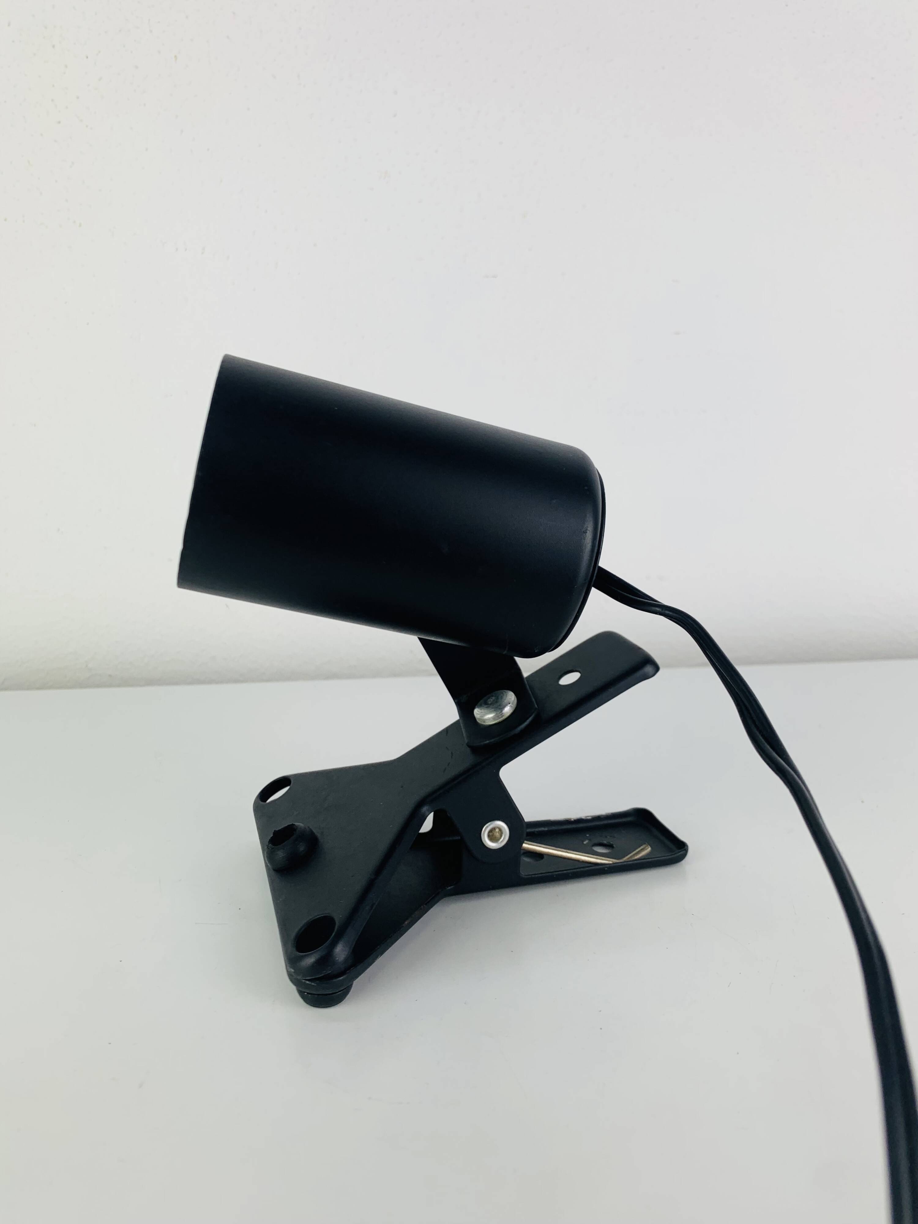 3 clip-on spotlights, black metal, 1960s, vintage