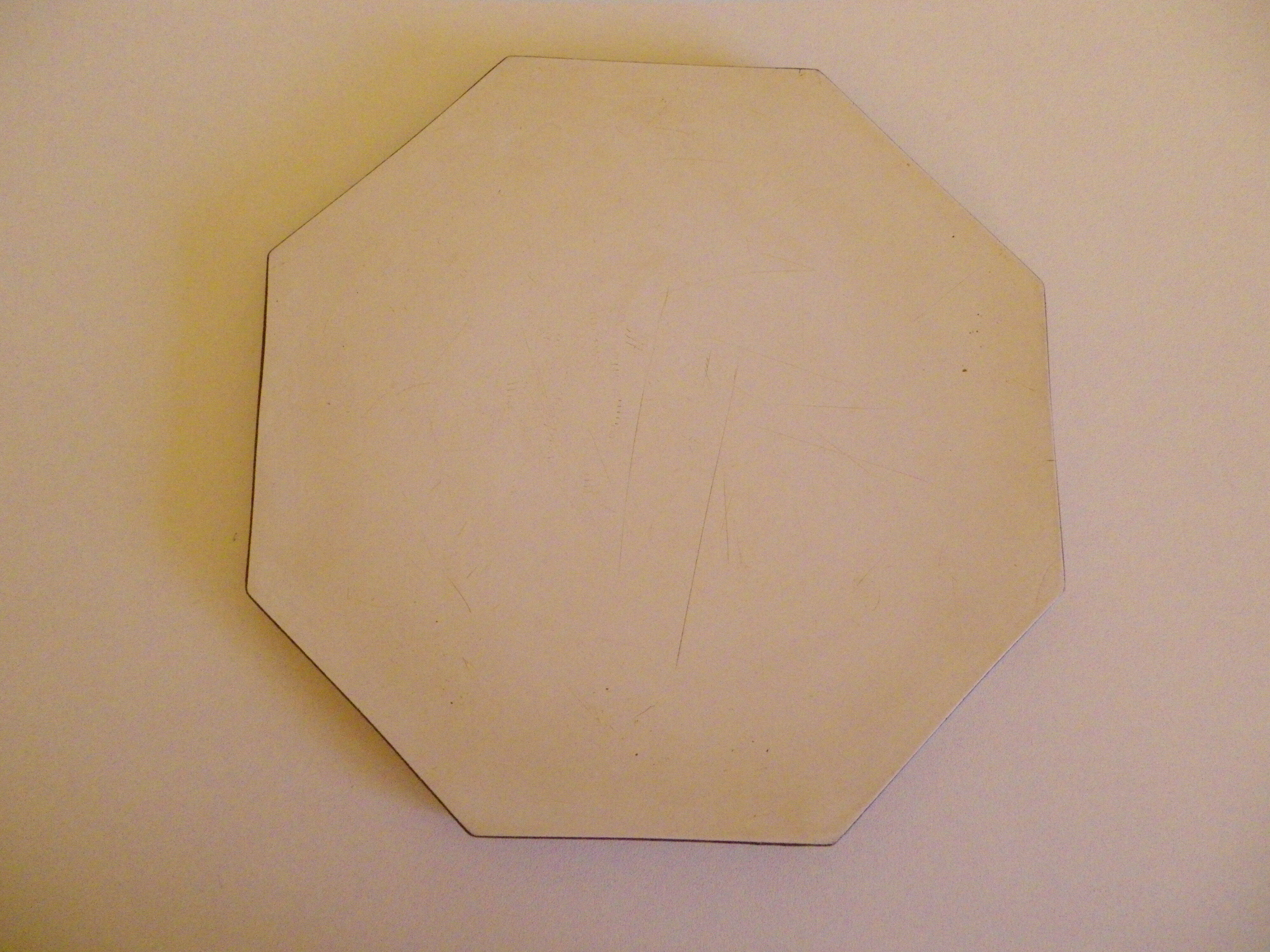Octagonal plate underside in formica and wood - 1960/70s