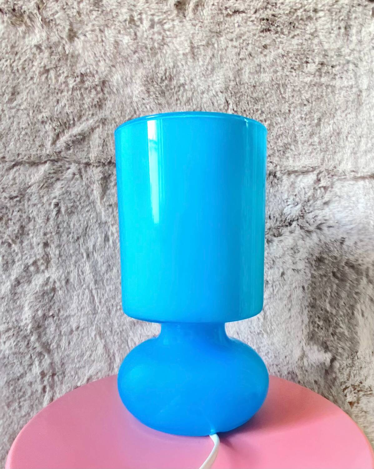 Blue blown glass lamp IKEA vintage model Lykta