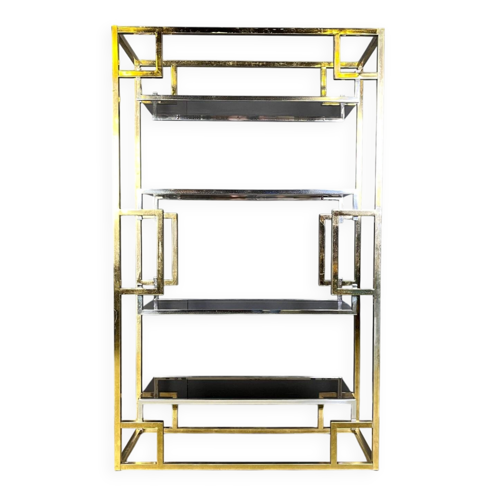 Vintage brass and chrome wall unit, 1970s