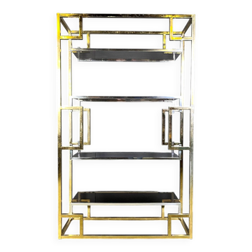 Vintage brass and chrome wall unit, 1970s