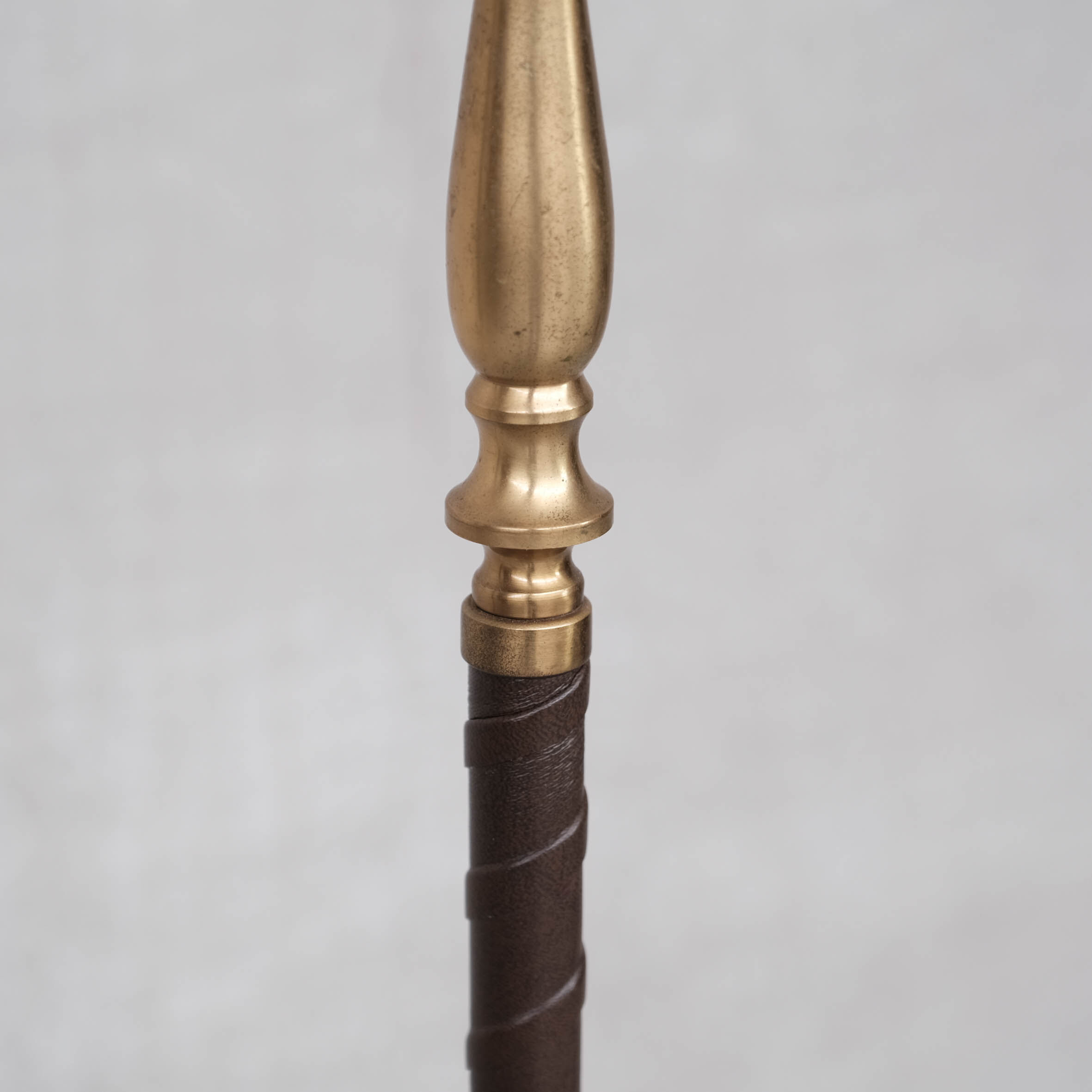 Pair of Leather and Brass Mid-Century Einar Bäckström Floor Lamps