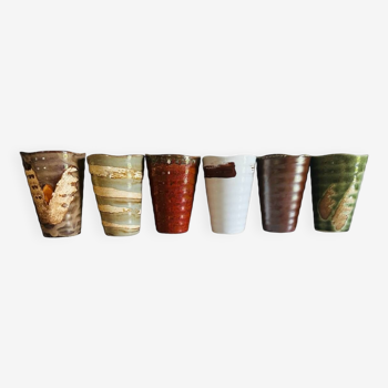Service de 6 tasses vintage céramique