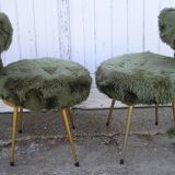 1970 green moumoute pelfran chair duo