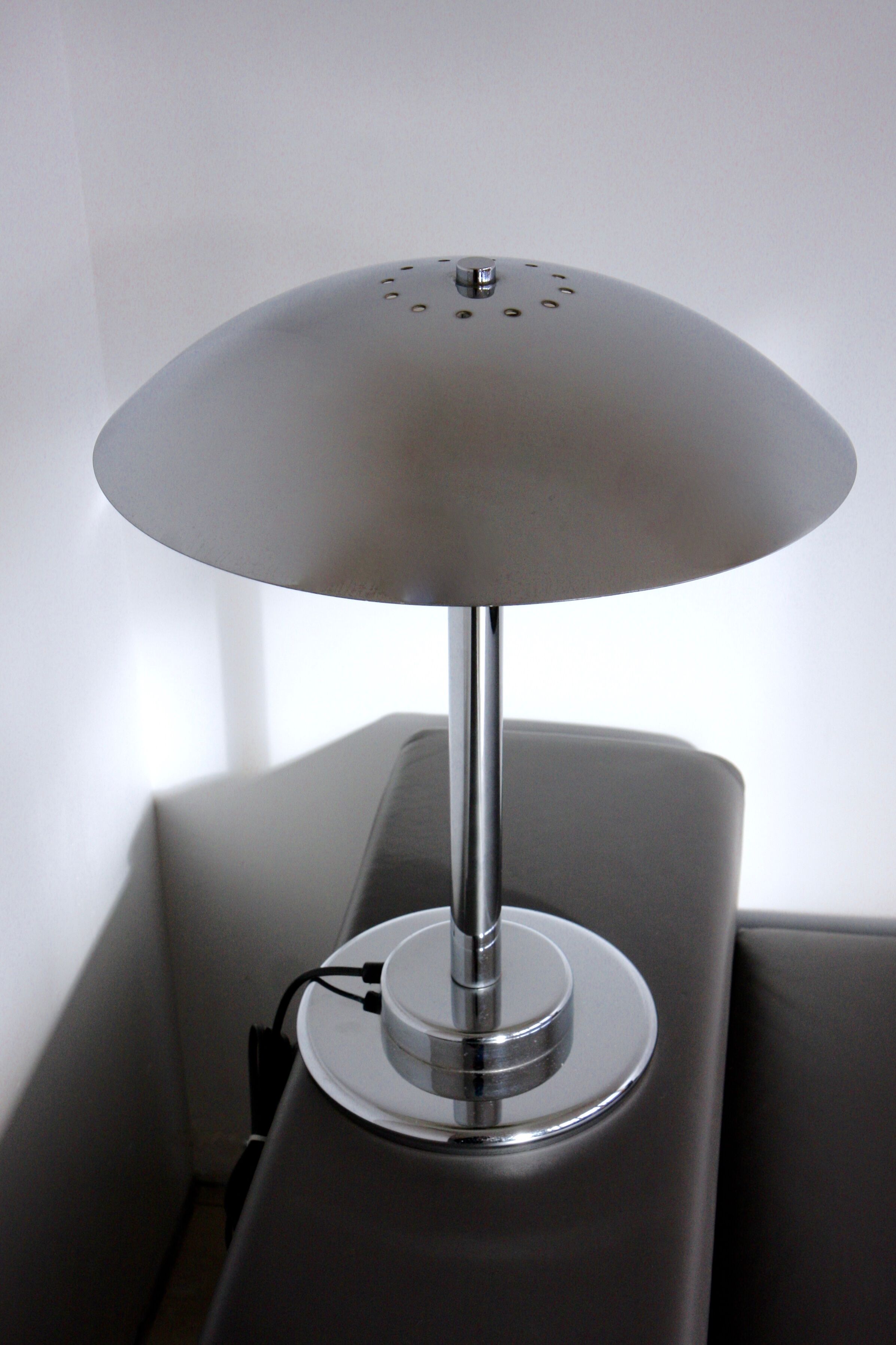 Aluminor chrome mushroom lamp art Deco style