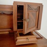 Buffet haut art and craft Art déco français en bois blond 1950 1960