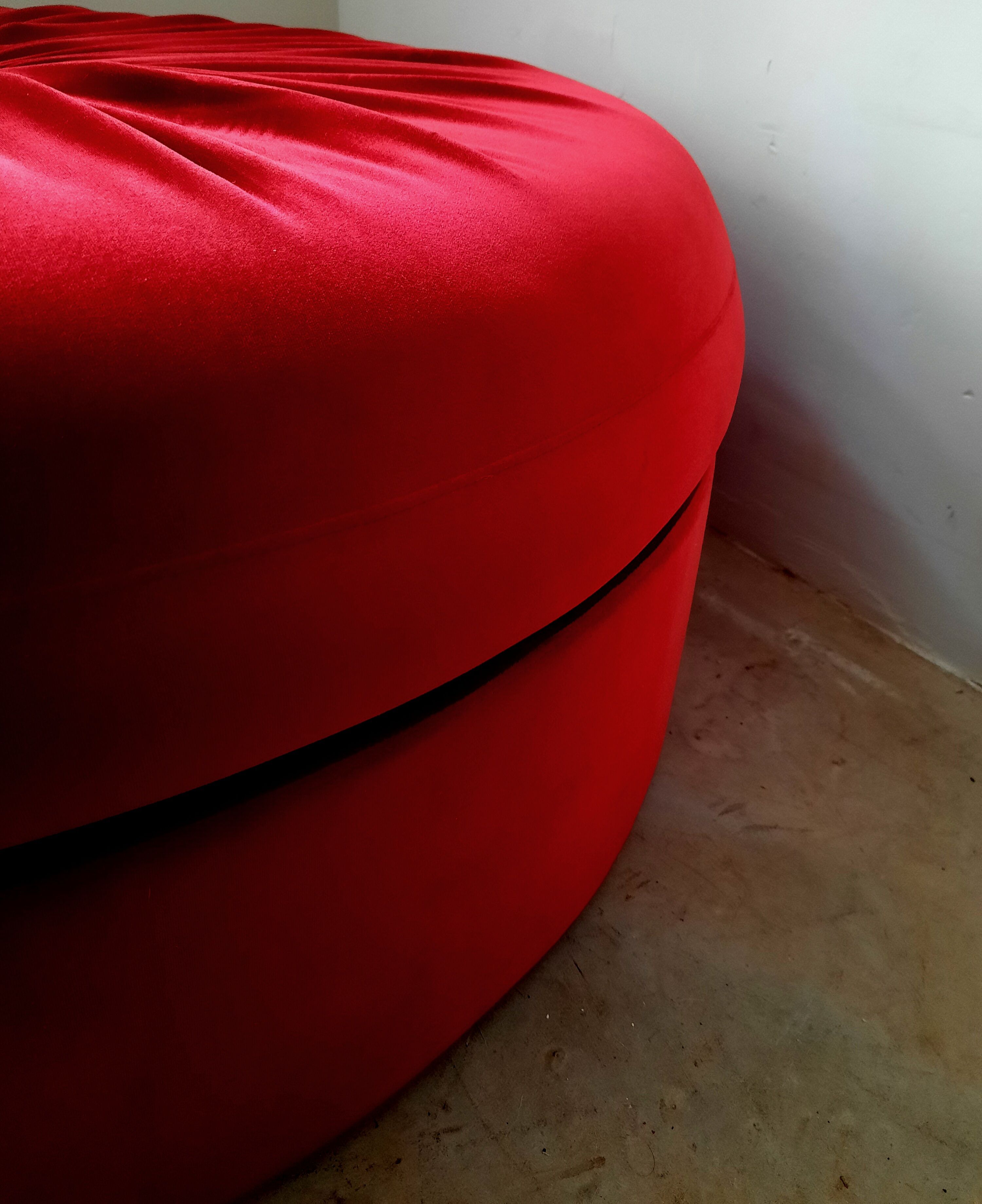Large Red Velvet Pouf Boudoir / Rococo style