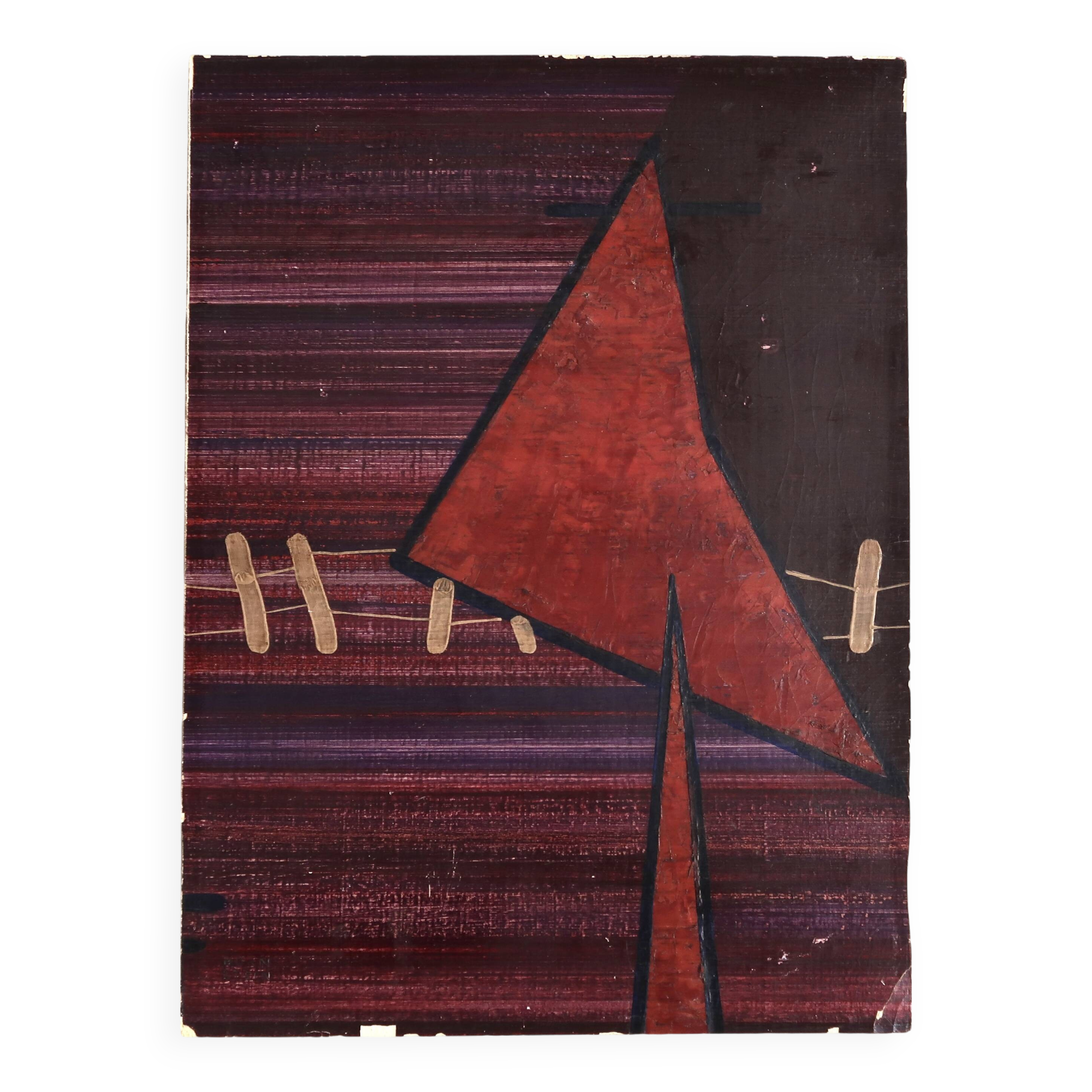 Tableau, peinture abstraite signée, école Allemande moderne, années 50