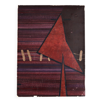 Tableau, peinture abstraite signée, école Allemande moderne, années 50