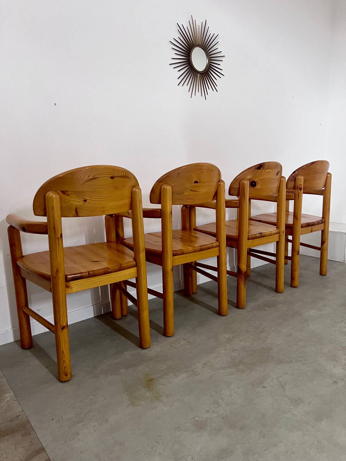 6 old Scandinavian chairs from the 70s solid wood design Reiner Daumiller in solid pine